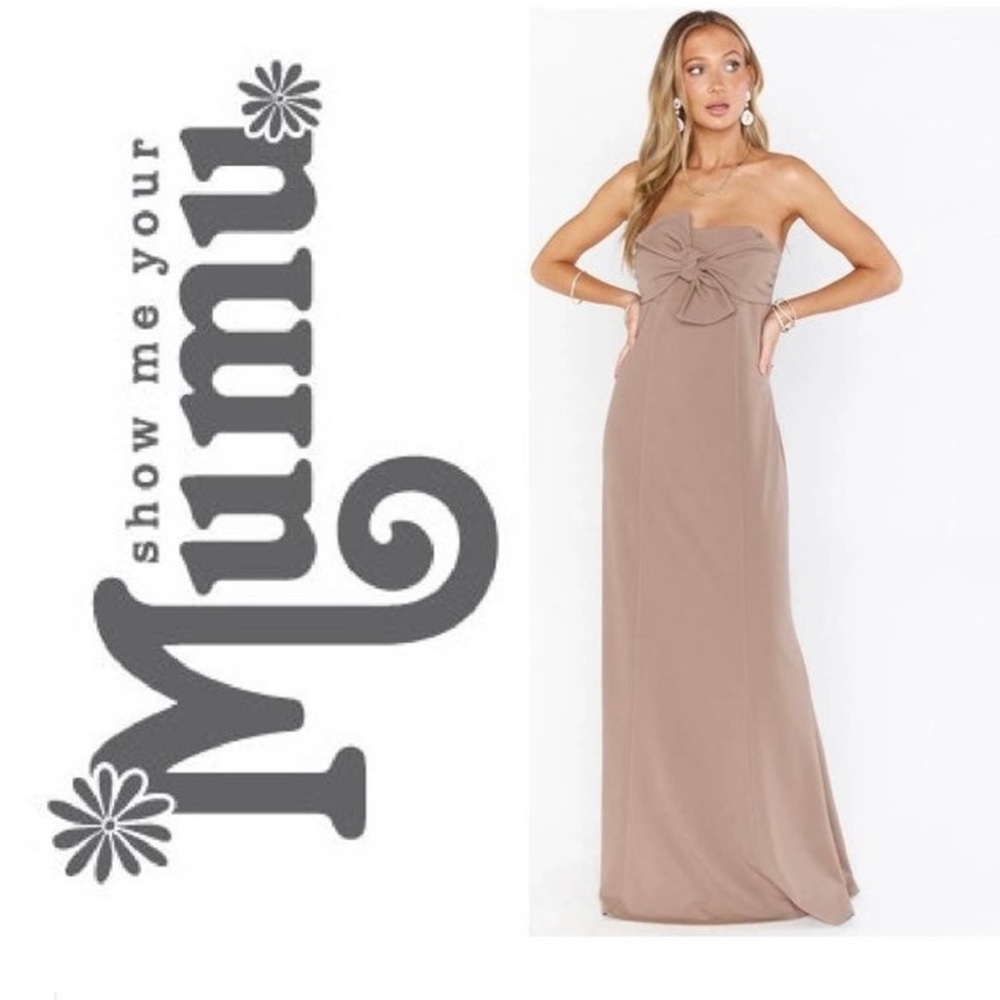 Show Me Your MuMu Harper Gown Dune Stretch Dress Size: MEDIUM